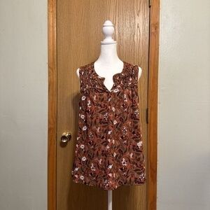 Daniel Rainn Medium Multi-Color w/Floral Print Sleeveless V-Neck Blouse - EUC
